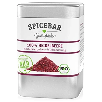 Abbildung von Spicebar Heidelbeerpulver Bio 50 Gramm Fruchtpulver gefriergetrocknet aus 100% Heidelbeeren/Blaubeeren ideal für Porridges, Smoothies, zum Backen oder als Topping Quarkspeisen