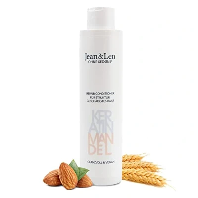 Abbildung von Jean &amp; Len Conditioner Repair Keratin Mandel, für strukturgeschädigtes Haar, bändigt Frizz und verleiht Glanz, Haarconditioner mit pflanzlichem Keratin, ohne Parabene Silikone, vegan, 300 ml