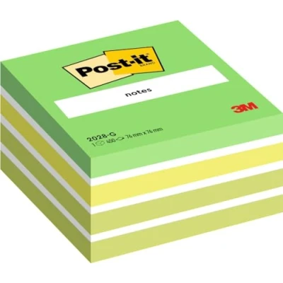 Abbildung von Post it Haftnotiz Würfel Pastellgrün, 1 Block mit 450 Blatt, 76 mm x mm, Grün/Weiß Selbstklebende Notizzettel für Notizen, To Do Listen und Erinnerungen