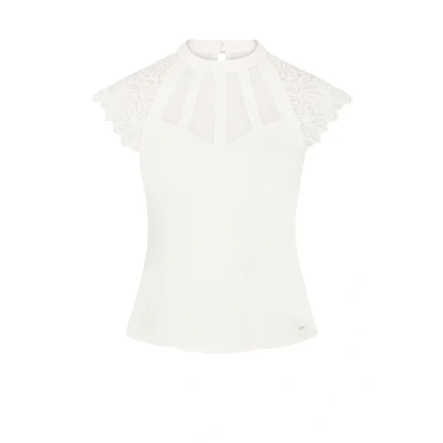 Abbildung von Morgan Kurzarm T Shirt mit Spitze Off White S