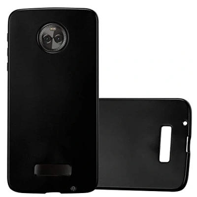 Abbildung von Cadorabo Hülle kompatibel mit Motorola Moto X4 Schutzhülle TPU Silikon Case Metallic Design Slim Kratzfest Weiche Gummi Rundumschutz für in Schwarz