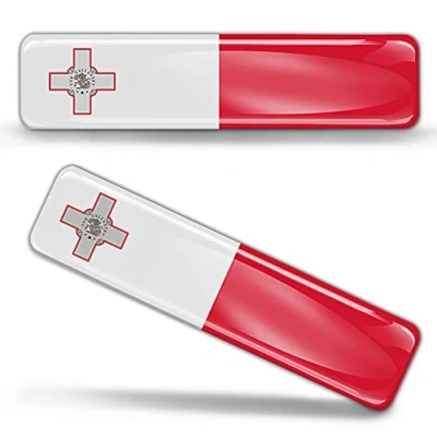 Abbildung von Biomar Labs® 2 x Aufkleber 3D Gel Silikon Stickers Malta Maltesisch Flag Flagge Fahne Autoaufkleber F 14