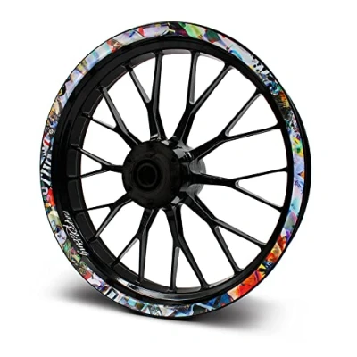 Abbildung von 16 teiliges Set Felgenrandaufkleber Sticker für Motorrad Auto Felgen Design Komplett Felgenaufkleber 15&quot; 16&quot; 17&quot; 18&quot; 19 Zoll MR019 (Stickerbomb, Glanz)