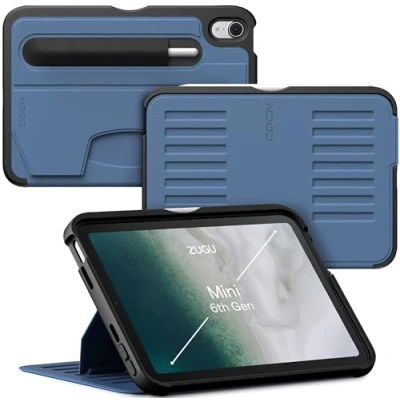 Abbildung von ZUGU CASE Hülle für iPad Mini 7 (A17 Pro) &amp; 2021 6 (Mini 7./6. Generation 2024/2021), Ultradünn Schutzhülle, Aufladen Stiftes, Winkel Magnetständer, Auto Schlaf/Wach [Schieferblau]