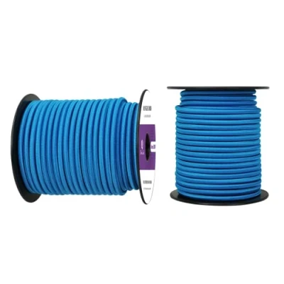 Abbildung von Abma Cord Gummiseil Expanderseil 6mm 30M Gummischnur UV Beständig Planenseil 100% Dehnung Spannseil für Plane, Anhängerplane, Sonnensegel, Zelte, Banner Hellblau