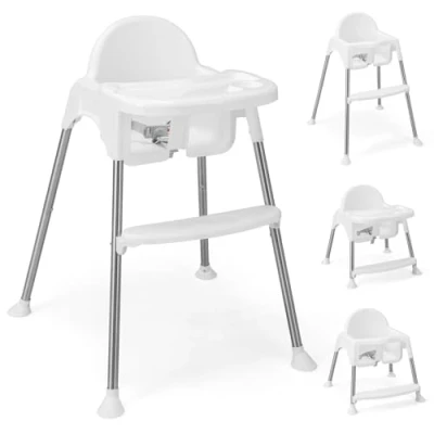 Abbildung von FANTASK 4 in 1 Baby Hochstuhl mit abnehmbarem Doppeltablett, 3 Punkt Sicherheitsgurt, PP &amp; Edelstahl, für 6 36 Monate