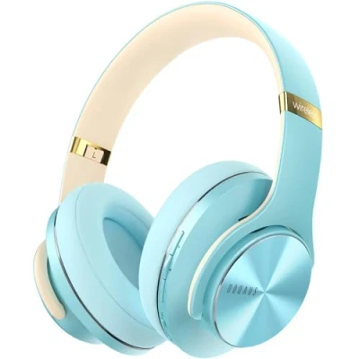 Abbildung von DOQAUS Bluetooth Kopfhörer Over Ear, Bis zu 90 Std Kabellos mit 3 EQ Modi, HiFi Stereo Faltbare Headset Mikrofon, weiche Ohrpolster für iPhone/ipad/Android/Laptops Kristallblau
