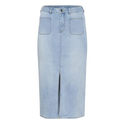 Abbildung von Kaffe Curve Kcsina Jeansrock, Damen, Größe: 52, Light blue washed denim