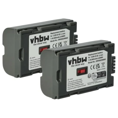 Abbildung von vhbw 2X Akku Ersatz für Panasonic CGP D320E/1B, CGR D08, D08A, D110, D120 Videokamera Camcorder (900mAh, 7,2V, Li Ion)
