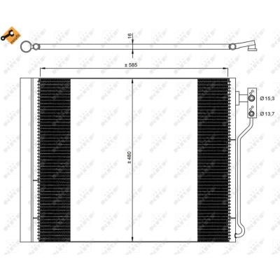 Abbildung von NRF Easy Fit 35971 Klimakondensator mit Trockner, Dichtring 15,3 13,7 Aluminium 585 BMW: 5 Limousine, Touring, GT