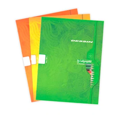 Abbildung von Clairefontaine 553C Zeichenheft / Heft Calligraphe DIN A4+ 24x32 cm, 8 Blatt blanko, 120g, farbig sortiert, 1 Stück