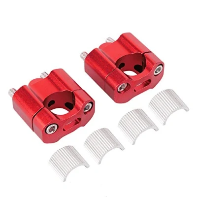 Abbildung von 1 Paar Lenkerklemme Riser, CNC Aluminiumlegierung Universal Lenkererhöhung Fat Bar Mount Clamp 22 mm und 28 mm(Rot)