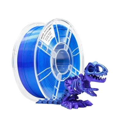 Abbildung von iBOSS PLA 3D Drucker Filament, Filament 1,75 mm zweifarbiges Seidenfilament, Co Extrusion glänzendes Druck 1 kg (2,2 lbs), zweifarbig Lila Blau (Laser Lila)