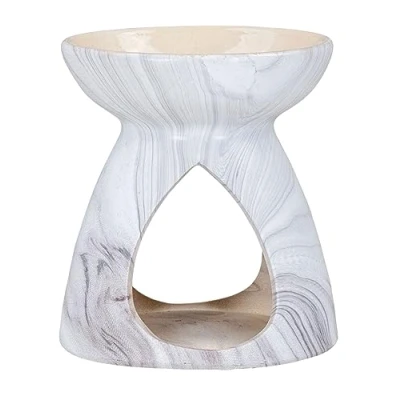 Abbildung von Levandeo® Duftlampe, Duftlampe Keramik Marmoroptik Schwarz Weiß Öllampe Aromalampe