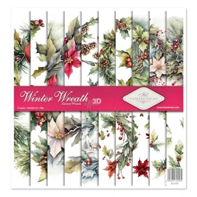 Abbildung von ITD Collection Scrapbook Papier 12x12 inches Scrapbooking Paket 310 x 320 mm Dekorpapier für Decoupage Kartenherstellung 10 Blatt + 1 Kunstjournal Winter Wreath SLS 078