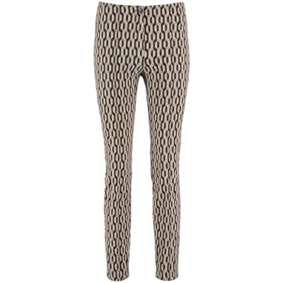 Abbildung von Gerry Weber VERKÜRZT Gemusterte Stretch Stoffhose, Damen, Größe: 38, Camel black grafic jacquard