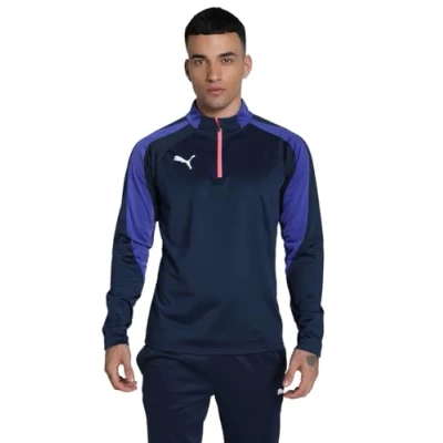 Abbildung von Puma Individualliga 1/4 ZIP Langarmshirt, Herren, Größe: Small, Club navy