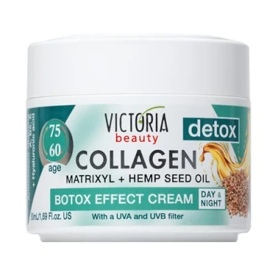 Abbildung von Victoria Beauty Collagen Creme mit Hyaluronsäure, Niacinamide und Matrixyl 3000, straffende Gesichtscreme, Augencreme gegen Falten, dunkle Augenringe Tränensäcke, 50ml