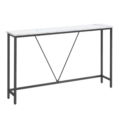 Abbildung von VASAGLE Konsolentisch, Flurtisch schmal, Sofatisch, Beistelltisch für Wohnzimmer, Flur, Eingangsbereich, einfache Montage, marmorweiß tintenschwarz LNT020W01, 120x23x74cm