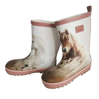 Abbildung von maximo Pferde Fotoprint Reflekt Gummistiefel für Kinder, Größe: 29, Cork washed softrose Schuhe