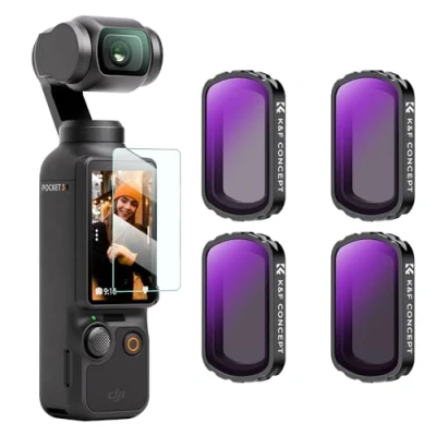 Abbildung von K&amp;F Concept OSMO Pocket 3 ND Filtersets,4er Pack Magnetischer ND4, ND8, ND16,ND32 Filter kompatibel mit DJI (Aluminiumrahmen)