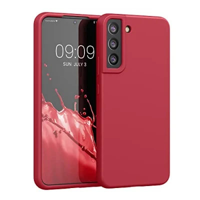 Abbildung von kwmobile Hülle kompatibel mit Samsung Galaxy S22 Plus Silikon Handy Case Handyhülle weiche Oberfläche kabelloses Laden Klassisch Rot