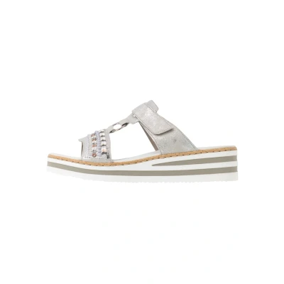 Abbildung von Rieker Pantolette flach, Damen, Größe: 38, Fog/silver Schuhe