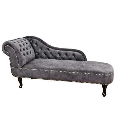 Abbildung von riess ambiente Recamiere Chesterfield 170cm grau / dunkelbraun, Einzelartikel 1 Teile, Wohnzimmer · Strukturstoff
