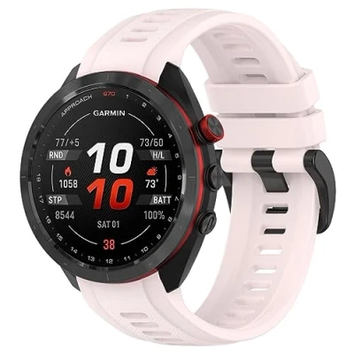 Abbildung von GIOPUEY Armband Kompatibel mit Garmin Approach S70 47mm, Weiches Silikon [Verschleißfest] [Atmungsaktiv] Ersatzarmband pink