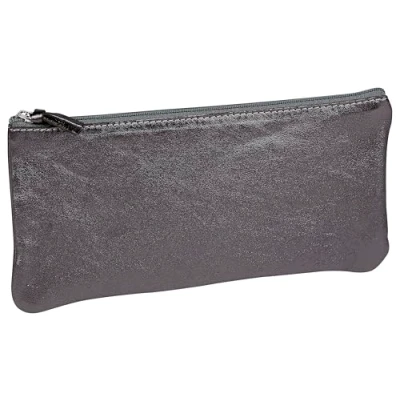 Abbildung von Clairefontaine 8703C Schlampermäppchen (mit Perlmutt Effekt flach, 22 x 11cm, praktisch und robust, aus Leder) 1 Stück graphit