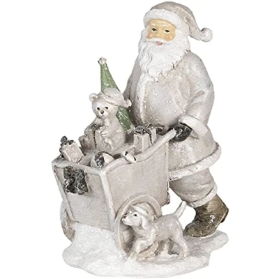 Abbildung von Clayre &amp; Eef Dekoration Weihnachtsmann mit Wagen Silber 12x8x15 cm 6PR4728