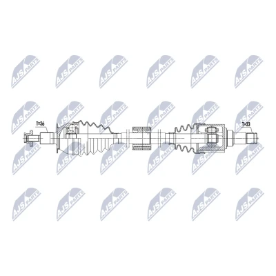 Abbildung von NTY NPW VW 234 Antriebswelle Vorderachse rechts 909mm Schaltgetriebe 5 Gang