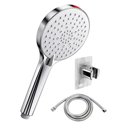 Abbildung von SREWOHS Wassersparender Duschkopf mit Schlauch Halterung, Sparduschkopf 1.6M, Energiespar Duschbrause Wasserspar Duschköpfe Druckerhöhend Spar Set Power Wash