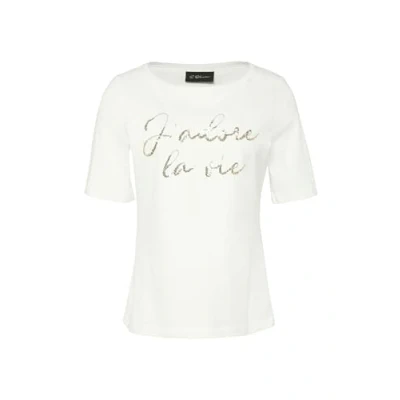 Abbildung von s.Oliver Black Label MIT Paillettenschriftzug Tshirt print, Damen, Größe: 34, Ecru