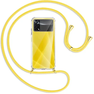 Abbildung von mtb more energy® Handykette kompatibel mit Xiaomi Poco X4 Pro 5G (6.67&#039;&#039;) Banana Gelb/Gold Smartphone Hülle zum Umhängen Anti Shock Full TPU Case