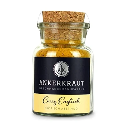 Abbildung von Ankerkraut Curry Englisch, Gewürz Pulver mild, exotisches indisches frisches Aroma, Mischung Indien vegan, zuckerfrei, perfekt zu Reis, Fleisch und Gemüse, 70 g im Korkenglas