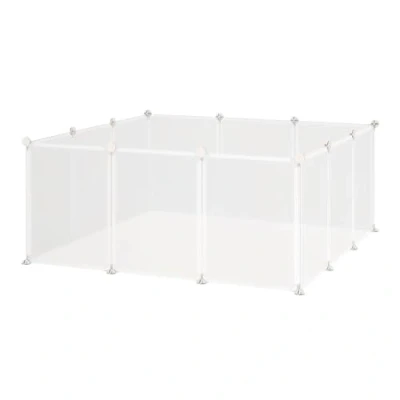 Abbildung von PawHut Kleintierkäfig Freilaufgehege Laufgitter DIY Gittergehege Weiß Metall PP Harz, 105L x 105B 45H cm