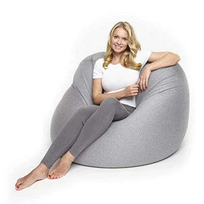 Abbildung von Lumaland Flexi Comfort Sitzsack Medium Flexibler Premium Bean Bag 142 x 84 cm Sitzkissen Ideal zum Liegen oder Sitzen Sessel &amp; Sofa für Kinder und Erwachsene [Hellgrau]