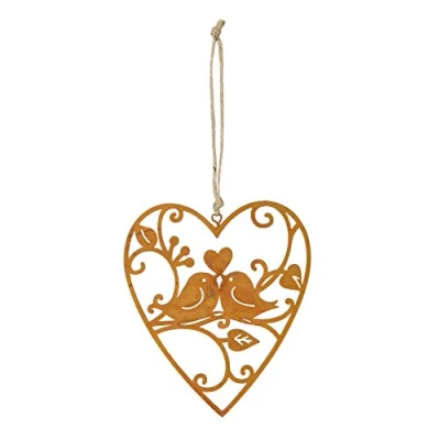 Abbildung von levandeo Schild Herz 10x12cm Gartendeko Vogel Liebe Türschild Edelrost Wandbild Rostdeko Deko Rost Gartenschild Geschenkidee