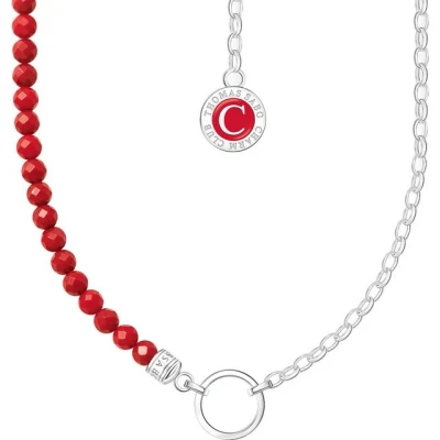 Abbildung von THOMAS SABO Charm Kette rote Beads und Gliederelemente, KE2190 007 10 L45v, mit Koralle rekonstruiert