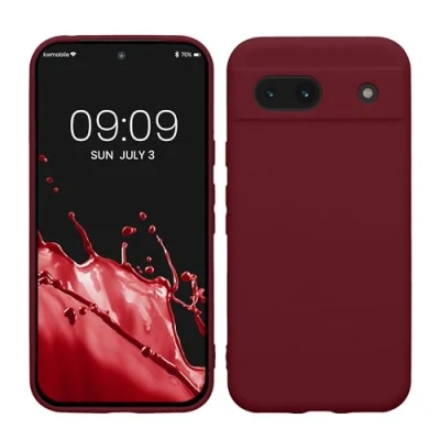 Abbildung von kwmobile Handyhülle kompatibel mit Google Pixel 8a Hülle Handy Case aus weichem Silikon in Bordeaux Violett