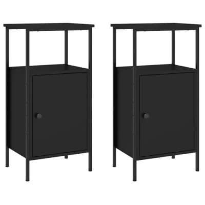 Abbildung von vidaXL Nachttisch Nachttische 2 Stk. Schwarz 41x31x80 cm Holzwerkstoff (2 St)