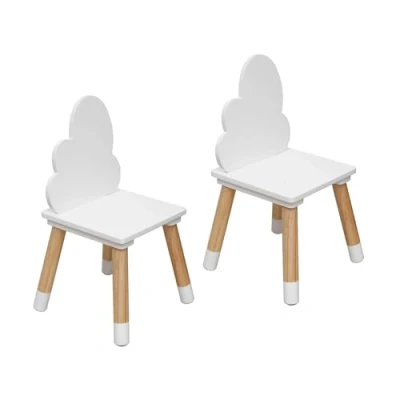 Abbildung von Rebecca Mobili Set mit 2 Kinderstühlen, Montessori Kinderstühle, MDF Kiefer, Weiß Braun, für Kindergarten Maße HxBxT: 50 x 25 cm Art. RE7014