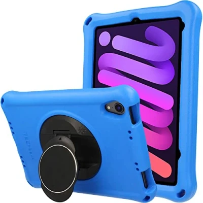 Abbildung von TECHGEAR Bumper Hülle für iPad Mini 6 2021 6. Generation (8.3 Zoll) [Kinderfreundlich] Tough Schutzhülle Silikon Soft Shell Anti Rutsch Stoßfest + Folie [Blau]