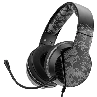 Abbildung von NITHO Janus Gaming Headset für PC/PS4/PS5/Xbox One/Xbox Series XS/Mobile/Tablet, mit Bügelmikrofon, 40 mm Treiber, 3.5 Audioanschluss, Over Ear Kopfhörer Kabel Camo