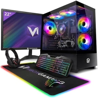 Abbildung von Vibox VI 212 Gaming PC 22 Zoll Set Komplett AMD Ryzen 3200GE 4GHz Radeon Vega 8 16GB RAM 1TB SSD Linux OS WiFi
