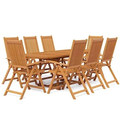 Abbildung von vidaXL Garten Essgruppe 9 tlg. Massivholz, (8 tlg)