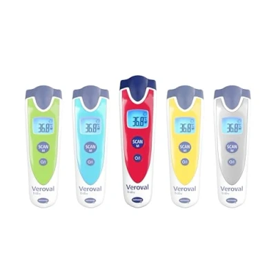 Abbildung von Veroval baby Infrarot Thermometer Rot, Berührungslose und Geräuschlose Messung, Körpertemperatur, Objekttemperatur, Umgebungstemperatur, schnelle einfache Handhabung