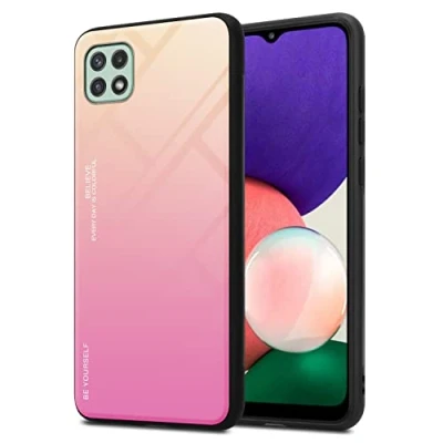 Abbildung von Cadorabo Hülle kompatibel mit Samsung Galaxy A22 5G Schutzhülle TPU Silikon Case Glas Slim Kratzfest Weiche Gummi Rundumschutz für in Schwarz