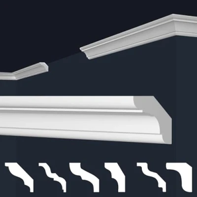 Abbildung von MARBET DESIGN Stuckleisten XPS Styropor weiß Deckenleisten Deckenstuck Leisten E (50 Meter / 25 23)